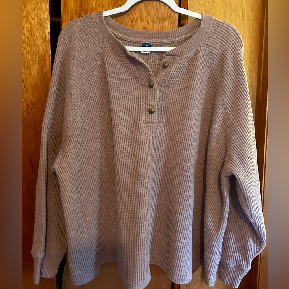 Old Navy Women's Long Sleeve Waffle Knit Top - Purple